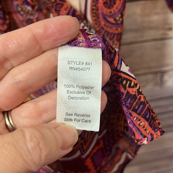 ⭐️ Cabi Kimono Jacket M Purple Orange Paisley Swim Cover Up Tie Front #84 B1 - Picture 4 of 9